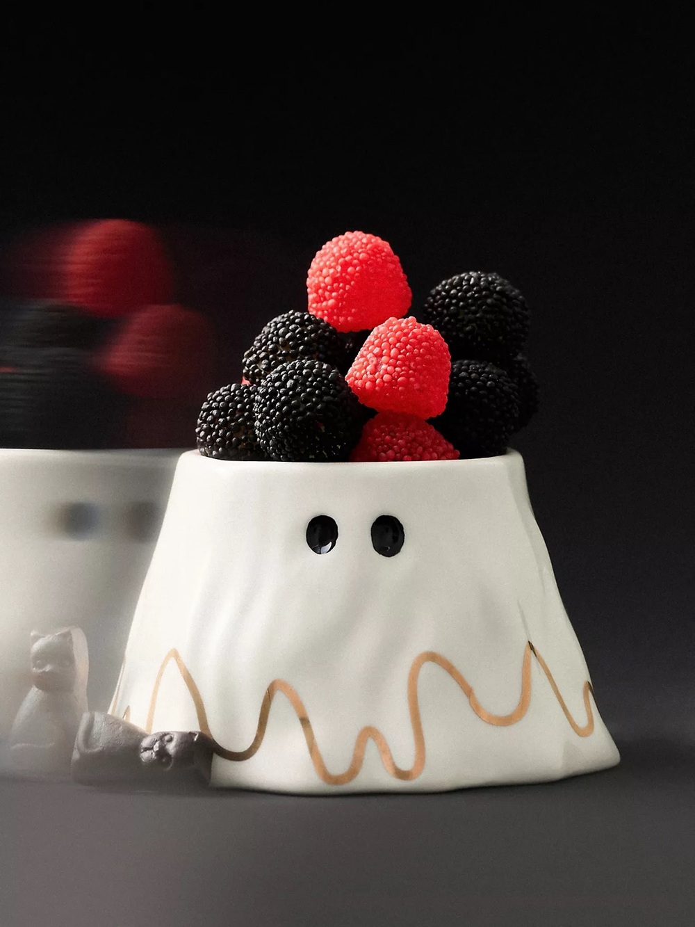Anthropologie The Mud Fairy Stoneware 24k Gold Accent Ghost Nut Bowl
